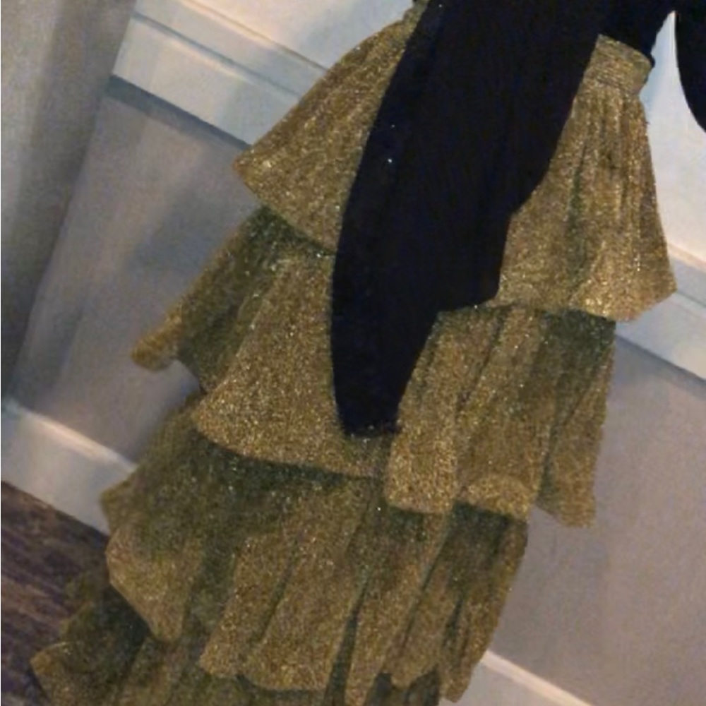 Gold Ruffles Maxi Skirt